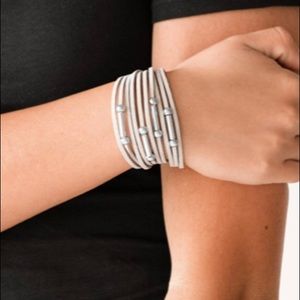 Silver Colored Faux-Leather Bracelet